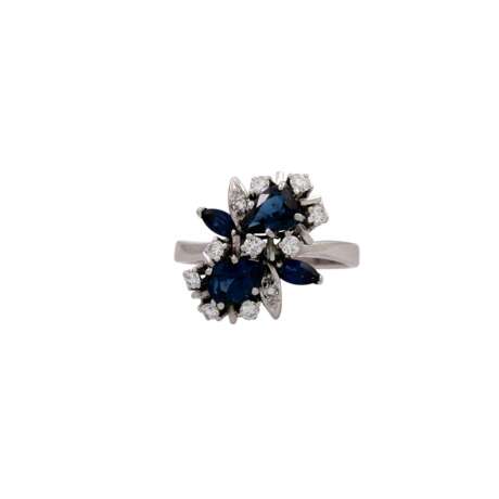 Ring mit Saphiren und Diamanten von zus. ca. 0,4 ct, - Foto 2