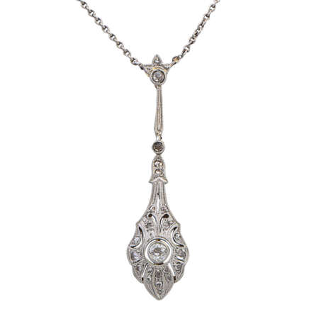 Zartes Collier mit Altschliffdiamant und Diamantrosen, - photo 2