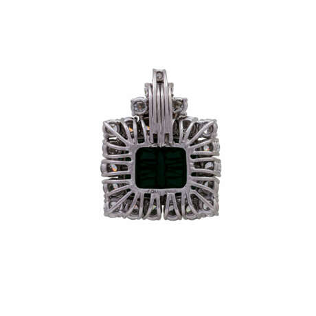 Anhänger mit feinem Turmalin umrahmt von Brillanten zus. ca. 1,6 ct, - Foto 3