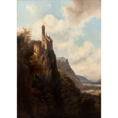 DOLL, ANTON 1826-1887 (zugeschrieben) "Burg an Steilwand, Schloss Lichtenstein"