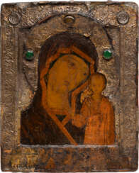 A FINE ICON SHOWING THE MOTHER OF GOD OF KAZAN WITH RIZA