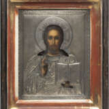 KLEINE IKONE MIT CHRISTUS PANTOKRATOR MIT SILBER-OKLAD IM KIOT - photo 1