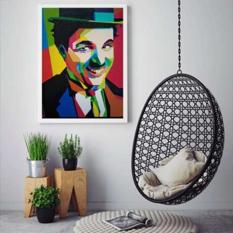 Чарли Чаплин Canvas on the subframe Acrylic Современный портрет Беларусь Могилев 2021 - photo 5