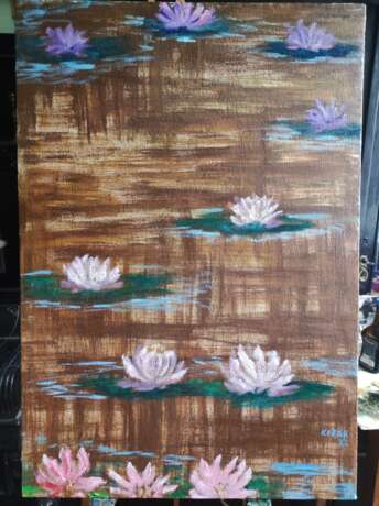 Водяні лілії (1). Water lilies (1) Canvas on the subframe Oil paint Impressionism Landscape painting Ukraine 2022 - photo 1