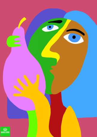 Painting “картина:  Девушка и фрукт”, PNG, Цифровой рисунок, Cubist, Kazakhstan, 2022 - photo 1
