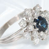 Ring: attraktiver vintage Saphir/Brillant-Damenring, ca. 1,3ct feine Brillanten - Foto 3