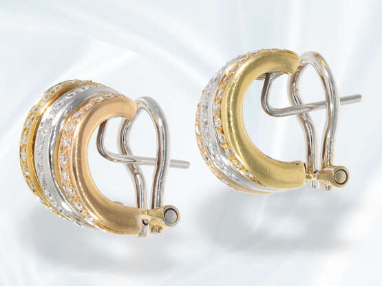 Ohrschmuck: sehr schöne italienische Designer-Ohrringe mit Brillantbesatz, 18K Tricolor, LeoPizzo - Foto 3