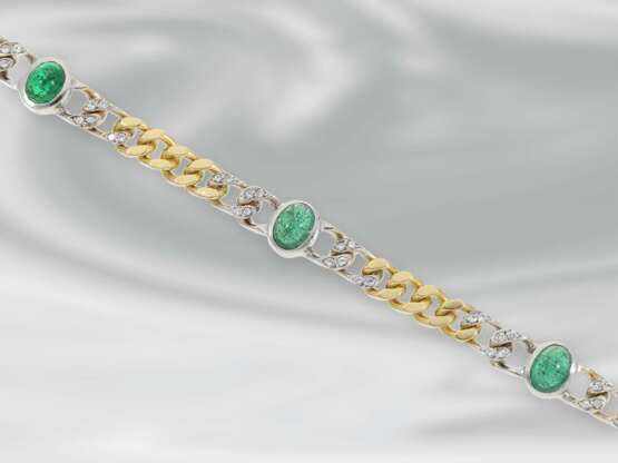 Armband: attraktives Smaragdarmband mit Brillanten, gearbeitet in Bicolor-Optik, 18K Gold - Foto 2
