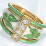 Ring: ausgefallener, emaillierter vintage Goldschmiedering mit Brillantbesatz, vermutlich unikate Handarbeit - фото 1