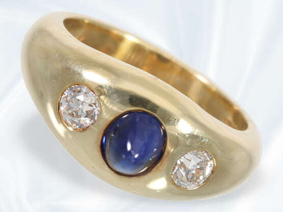 Ring: 14K goldener Bandring mit Saphir- und Diamantbesatz - Foto 2