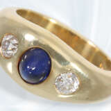 Ring: 14K goldener Bandring mit Saphir- und Diamantbesatz - photo 3