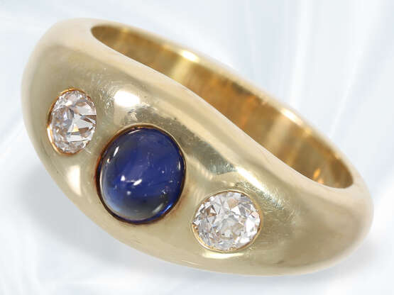 Ring: 14K goldener Bandring mit Saphir- und Diamantbesatz - Foto 3