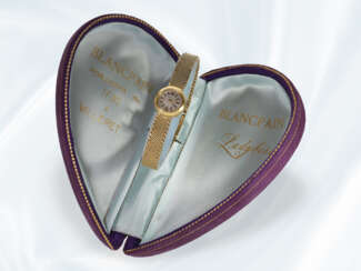 Armbanduhr: goldene vintage Blancpain Damenuhr "Ladybird" aus den 50er-Jahren, Handaufzug, 18K Gelbgold