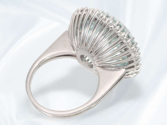 Ring: wunderschöner, sehr hochwertiger und handgefertigter vintage Aquamarin/Diamantring, tadelloser Aquamarin von ca. 20ct - photo 2