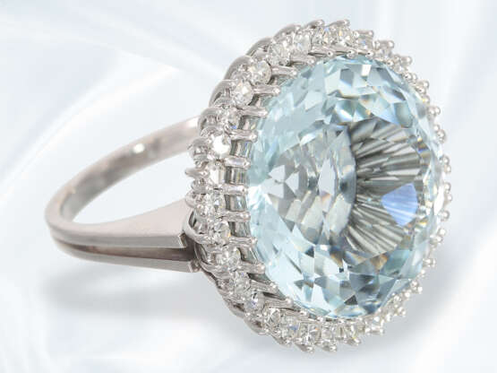 Ring: wunderschöner, sehr hochwertiger und handgefertigter vintage Aquamarin/Diamantring, tadelloser Aquamarin von ca. 20ct - фото 4