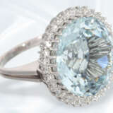 Ring: wunderschöner, sehr hochwertiger und handgefertigter vintage Aquamarin/Diamantring, tadelloser Aquamarin von ca. 20ct - photo 4