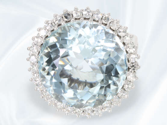 Ring: wunderschöner, sehr hochwertiger und handgefertigter vintage Aquamarin/Diamantring, tadelloser Aquamarin von ca. 20ct - Foto 5