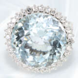 Ring: wunderschöner, sehr hochwertiger und handgefertigter vintage Aquamarin/Diamantring, tadelloser Aquamarin von ca. 20ct - Foto 5