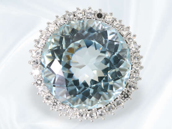 Ring: wunderschöner, sehr hochwertiger und handgefertigter vintage Aquamarin/Diamantring, tadelloser Aquamarin von ca. 20ct - photo 6