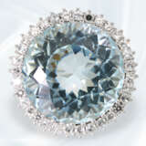 Ring: wunderschöner, sehr hochwertiger und handgefertigter vintage Aquamarin/Diamantring, tadelloser Aquamarin von ca. 20ct - photo 6