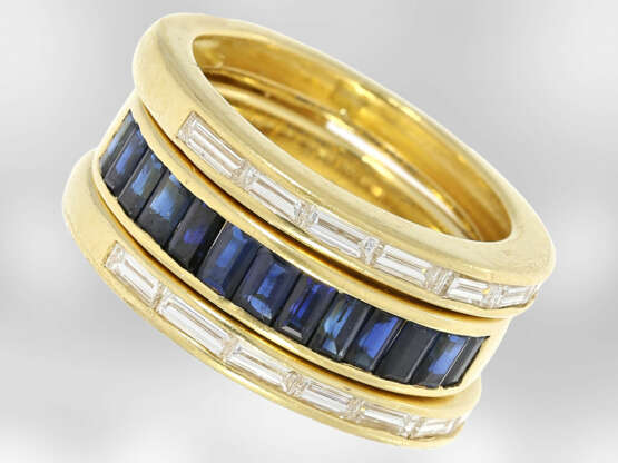 Ring: Interessanter 2-teiliger variabler Saphir-/Diamantring, separat tragbar, insgesamt ca. 1,4ct, Handarbeit - photo 1