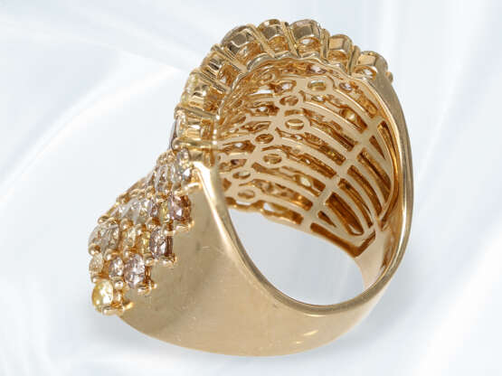 Ring: moderner, besonders breiter und ausgefallener Fancy Cocktail-Brillant-Goldschmiedering, ca. 5,49ct, ungetragene Designer-Handarbeit - photo 6