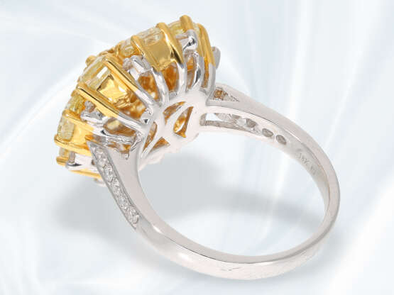 Ring: ungetragener, aufwendig gefertigter Diamant-Goldschmiedering, Handarbeit aus 18K Weißgold, ca. 3,97ct, Fancy Yellow! - photo 6
