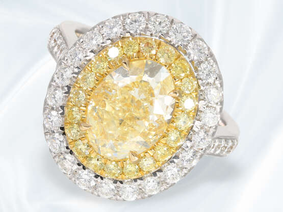 Ring: ausgesprochen schöner und wertvoller Diamant-Goldschmiedering/Anhänger mit großem gelben Diamant von ca. 3ct, neuwertig - Foto 1