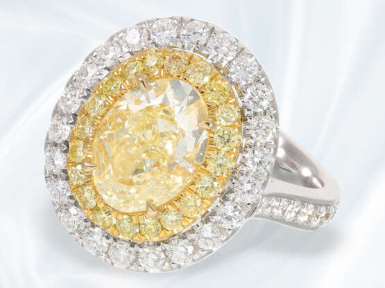 Ring: ausgesprochen schöner und wertvoller Diamant-Goldschmiedering/Anhänger mit großem gelben Diamant von ca. 3ct, neuwertig - Foto 2