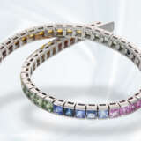 Modernes Multicolor-Saphir-Armband "Rainbow", insgesamt ca. 15,5ct feine Saphire, Handarbeit 18K - Foto 8