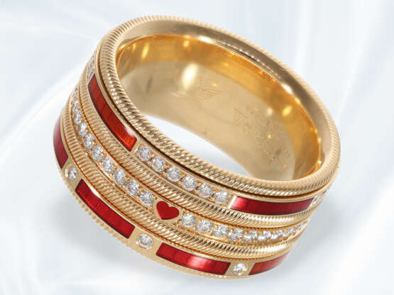 Ring: äußerst wertvoller, drehbarer Wellendorf Brillantring " Glück ist...", emailliert, 18K Gold, limitiert auf 127 Stück - photo 1