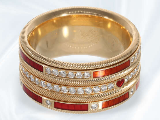 Ring: äußerst wertvoller, drehbarer Wellendorf Brillantring " Glück ist...", emailliert, 18K Gold, limitiert auf 127 Stück - фото 2