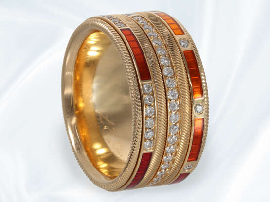 Ring: äußerst wertvoller, drehbarer Wellendorf Brillantring " Glück ist...", emailliert, 18K Gold, limitiert auf 127 Stück - Foto 4