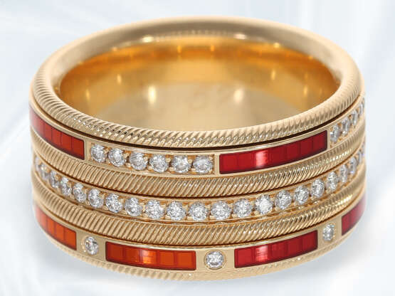 Ring: äußerst wertvoller, drehbarer Wellendorf Brillantring " Glück ist...", emailliert, 18K Gold, limitiert auf 127 Stück - Foto 5