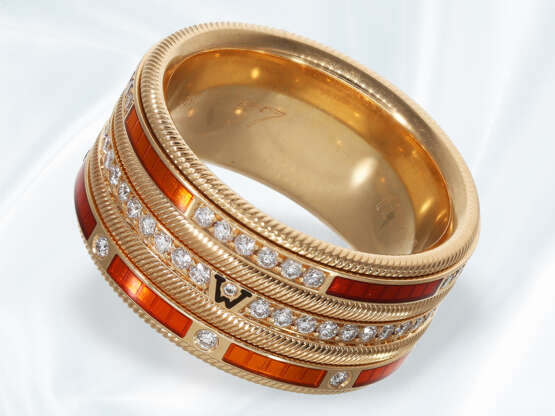 Ring: äußerst wertvoller, drehbarer Wellendorf Brillantring " Glück ist...", emailliert, 18K Gold, limitiert auf 127 Stück - фото 6