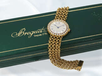 Armbanduhr: elegante, hochwertige Damenuhr von Breguet, "Breguet No. 602", 18K Gold mit Brillanten
