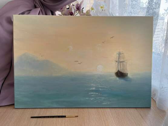 Painting “Dawn by the sea”, Canvas on the subframe, Oil paint, Russia, 2021 - photo 3