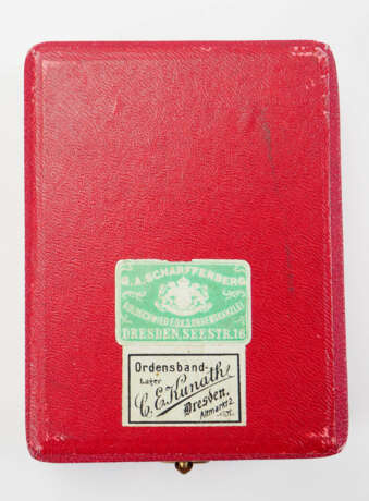 Sachsen: Albrechtsorden, 2. Modell (1876-1918), Offizierskreuz mit Schwertern Etui. - Foto 4