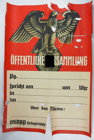 NSDAP Plakat zur öffentlichen Versammlung. - photo 1