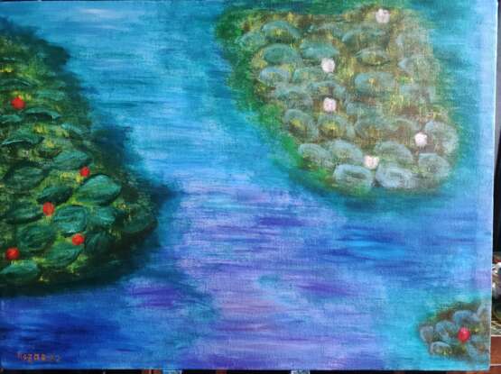 Oil painting “Водяні лілії (2). Water lilies (2)”, Canvas on the subframe, Paintbrush, Landscape painting, Ukraine, 2022 - photo 1