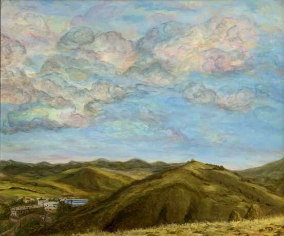 Painting “Peaceful sky of the Orenburg region, Kuvandyk”, масло на доске, кисть, Realist, Landscape painting, Russia, 2020 - photo 1