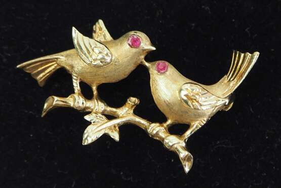 Brosche mit Vogelpaar GOLD. - photo 1