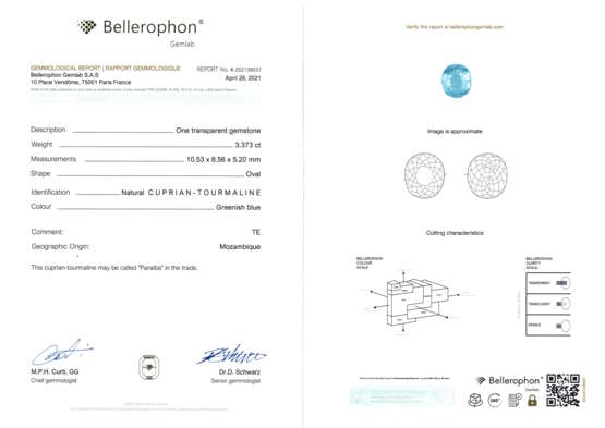 Loser Paraiba Turmalin 3,37 ct (Mozambique) - photo 5