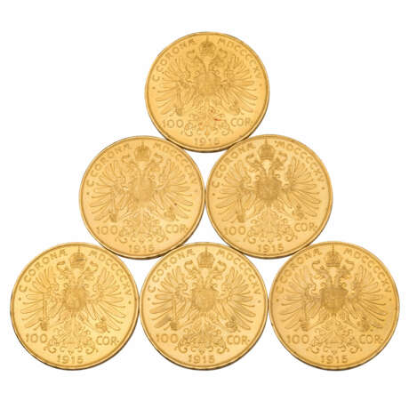 Österreich / GOLD - 6 x 100 Kronen 1915 (NP), - photo 2