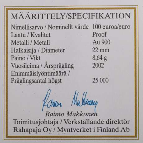 Finnland/GOLD - 100 € 2002, Mitternachtssonne, fast PP, - photo 5