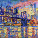 New York Original Art Brooklyn Bridge Canvas Oil Impressionism Cityscape Russia 2022 - photo 1