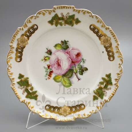 “Plate Roses porcelain Popov factory late 19th century” - photo 1
