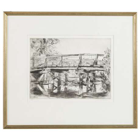 MÜLLER-LINOW (1909-1997), "Brücke über die Illmenau", 1980, - Foto 2