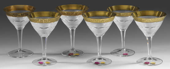 Satz von sechs Moser-Champagnerschalen "Splendid Gold" - Foto 1