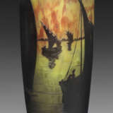 Selten große Jugendstil-Vase mit Fischerbooten von Daum - Foto 1